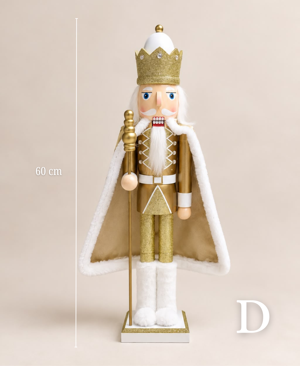White Gold Regal Caped Nutcracker - 60 cm