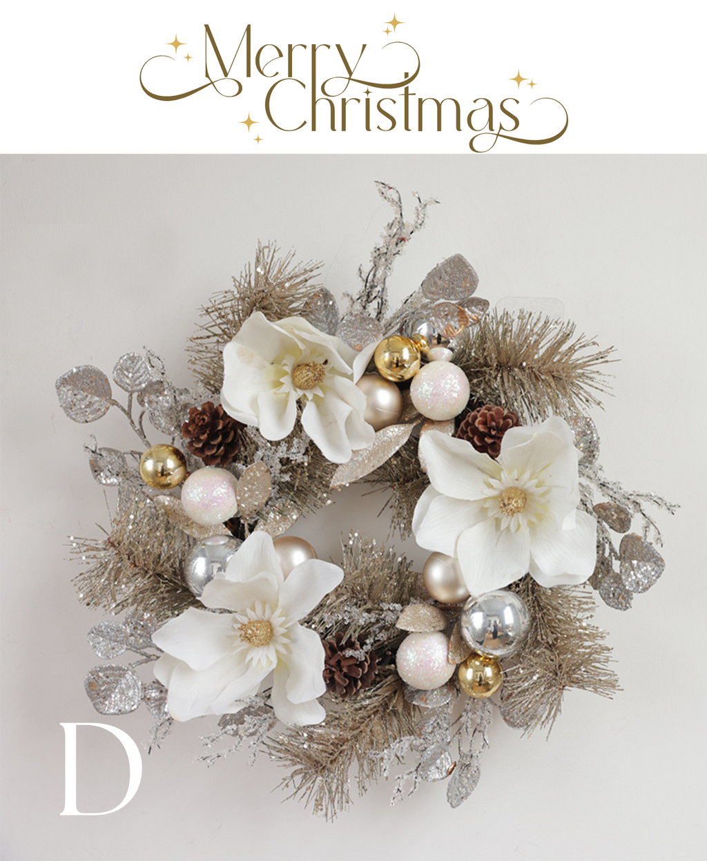 White & Gold Magnolia Wreath