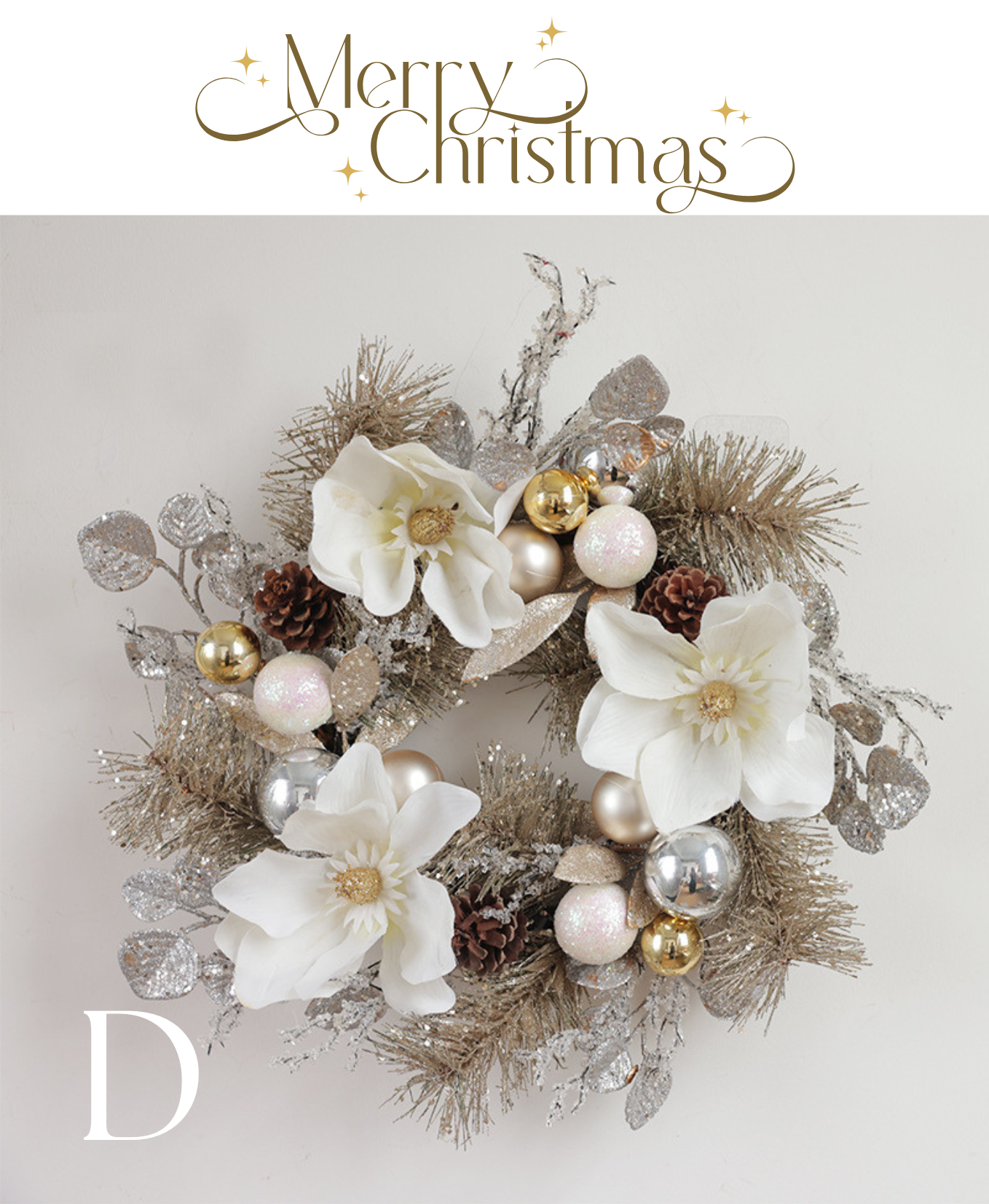 White & Gold Magnolia Wreath