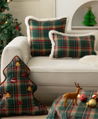 Green Checkered Christmas Pillow