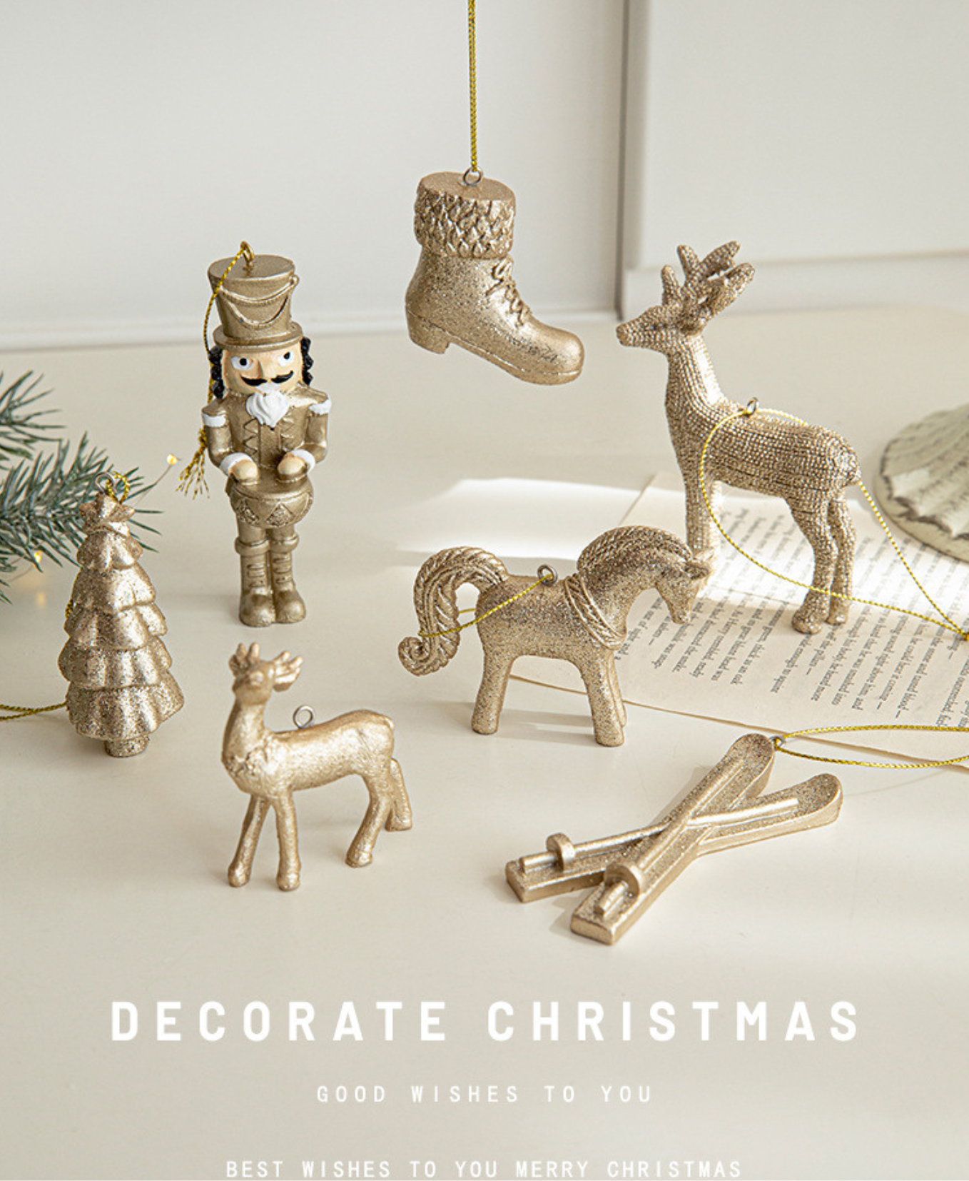 Gold Glitter Christmas Ornament