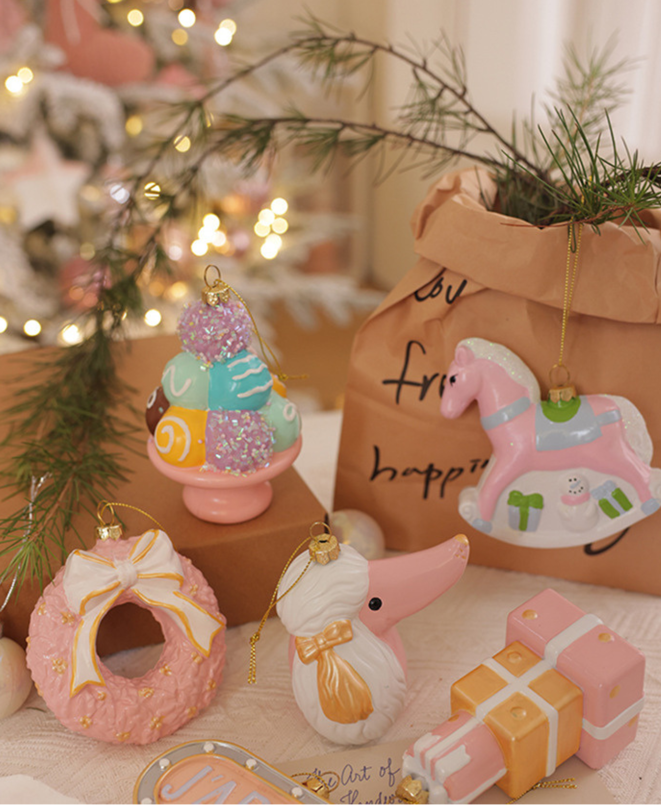 Pastel Pink Christmas Ornament