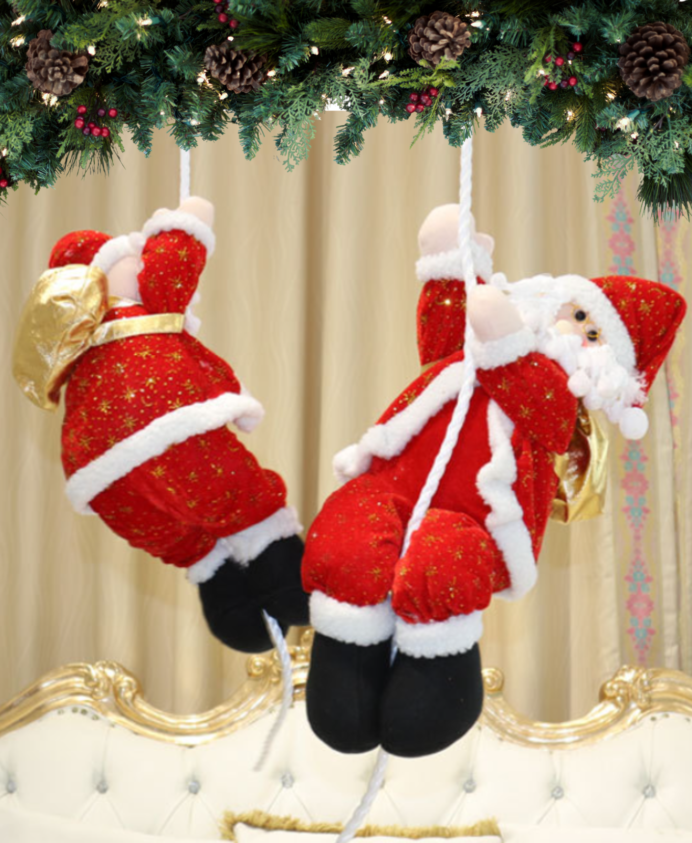 Rope Climbing Santa Decoration