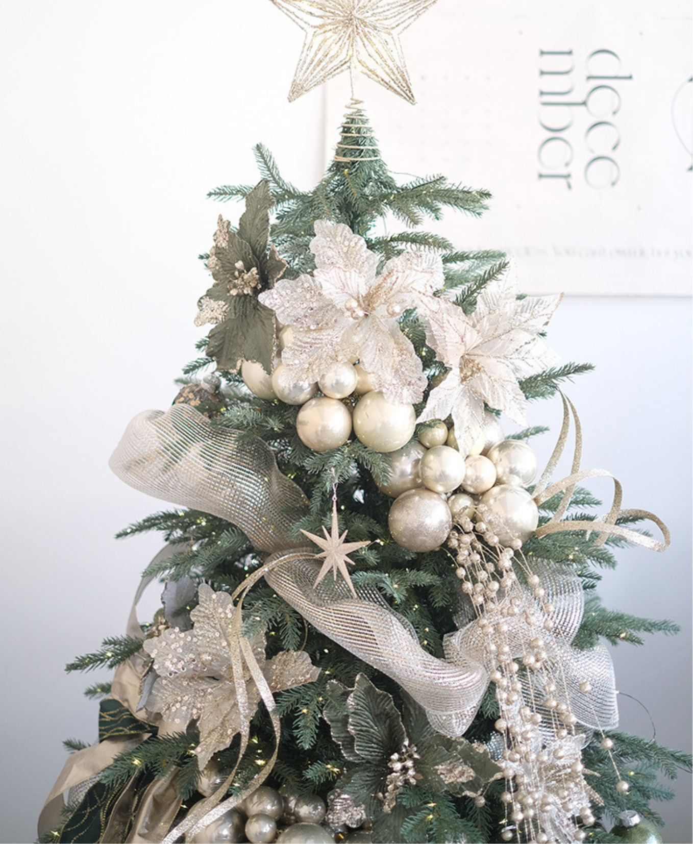 Champagne Beaded Spray Ornament