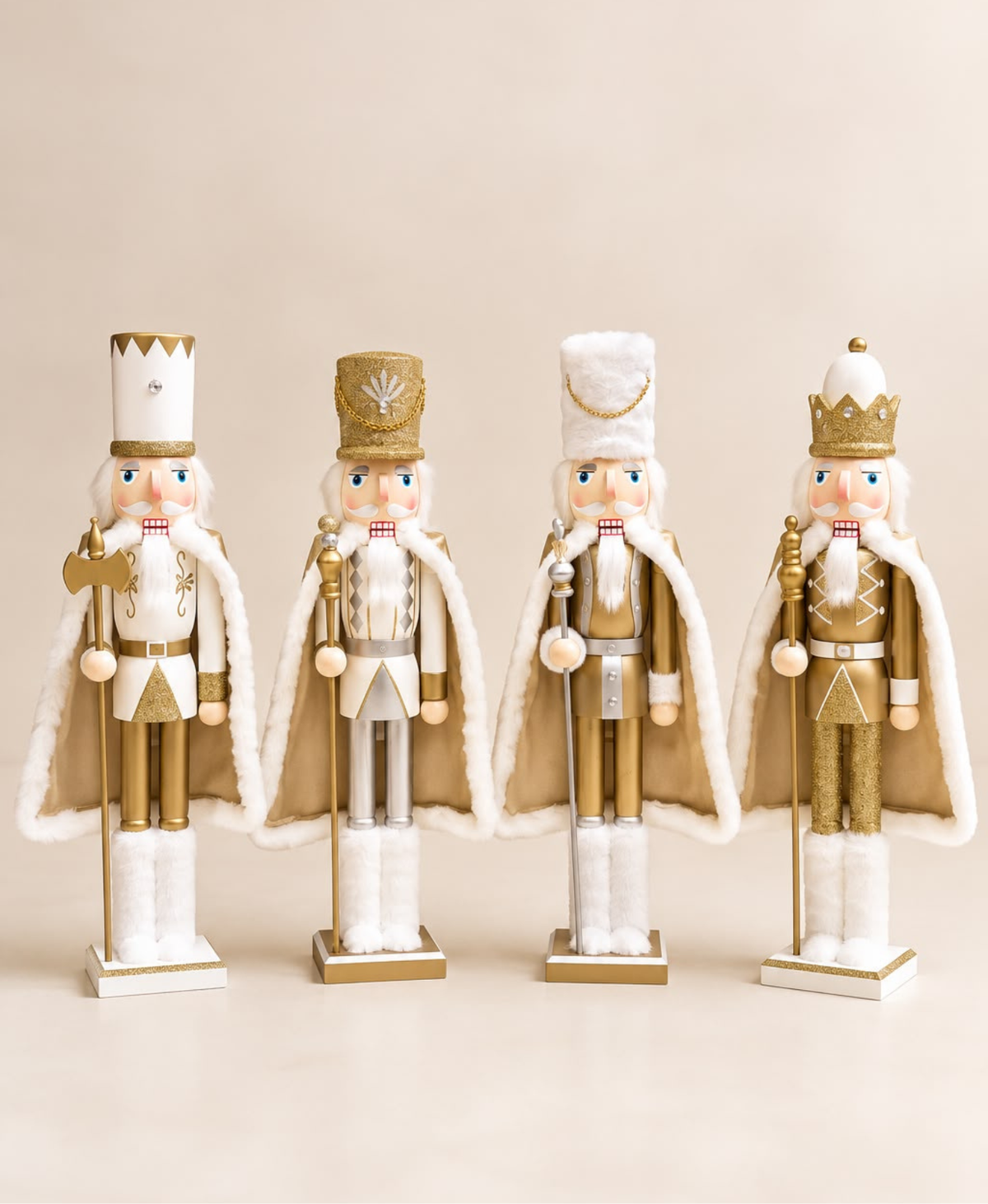 White Gold Regal Caped Nutcracker - 50 cm