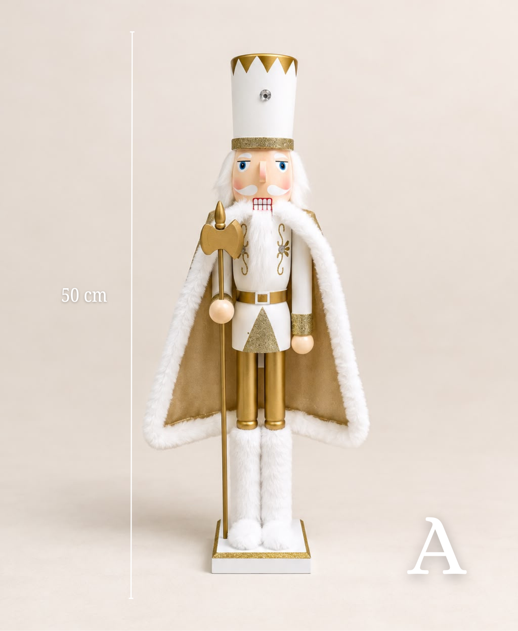 White Gold Regal Caped Nutcracker - 50 cm