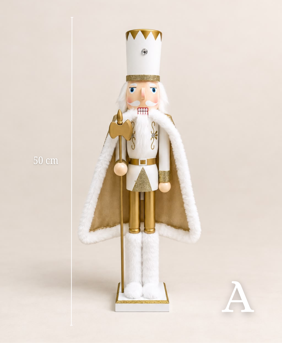 White Gold Regal Caped Nutcracker - 50 cm