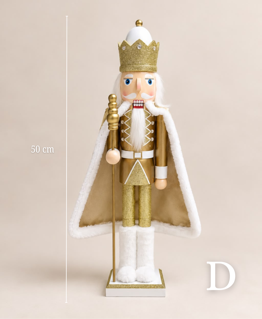 White Gold Regal Caped Nutcracker - 50 cm