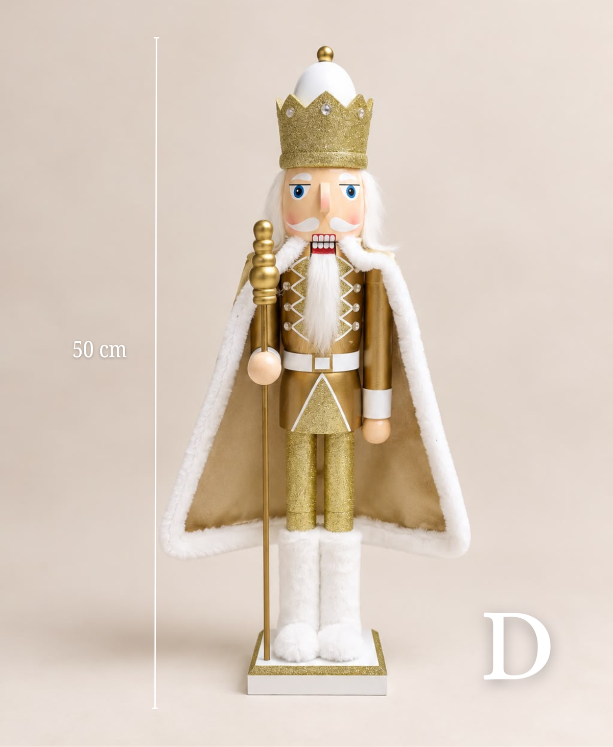 White Gold Regal Caped Nutcracker - 50 cm
