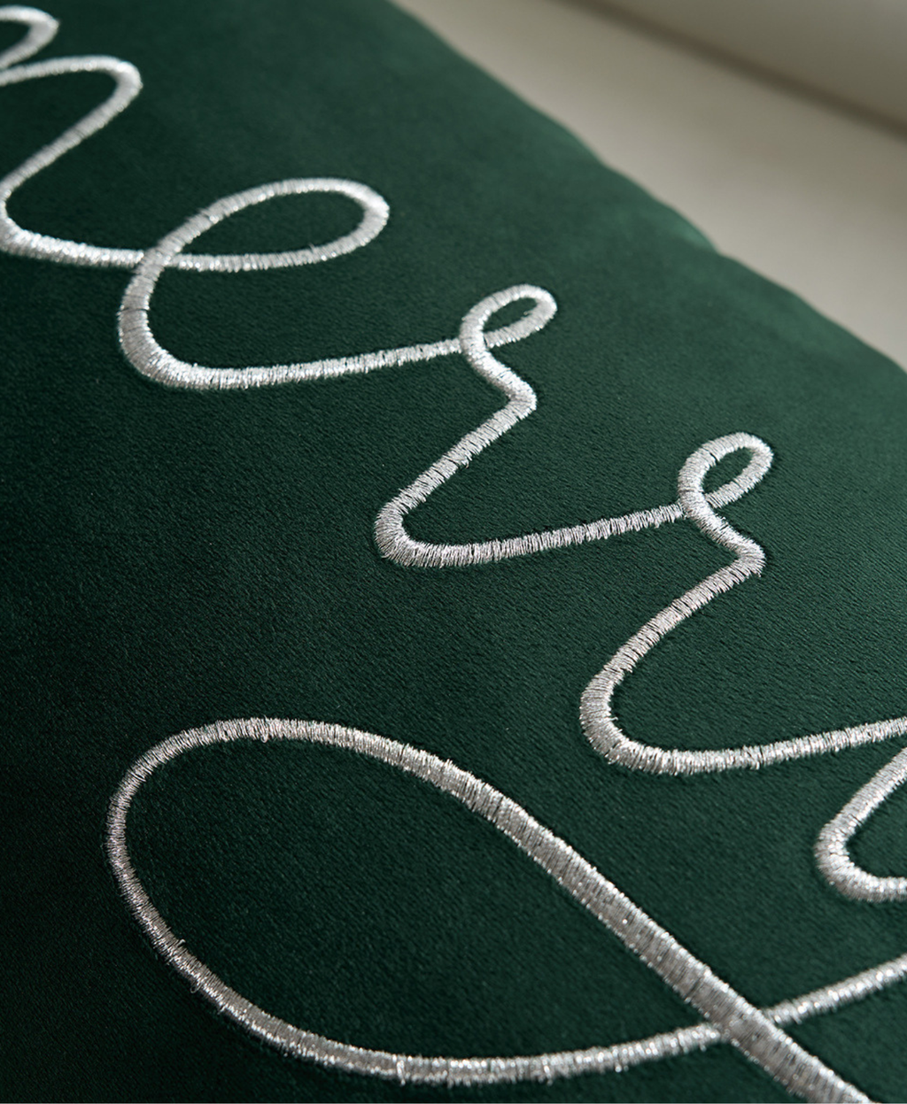 Merry Embroidered Cushion Cover