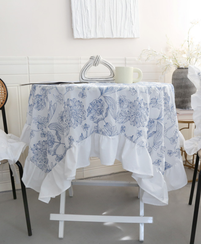 Eleanor Embroidered Round Tablecloth Floated Style
