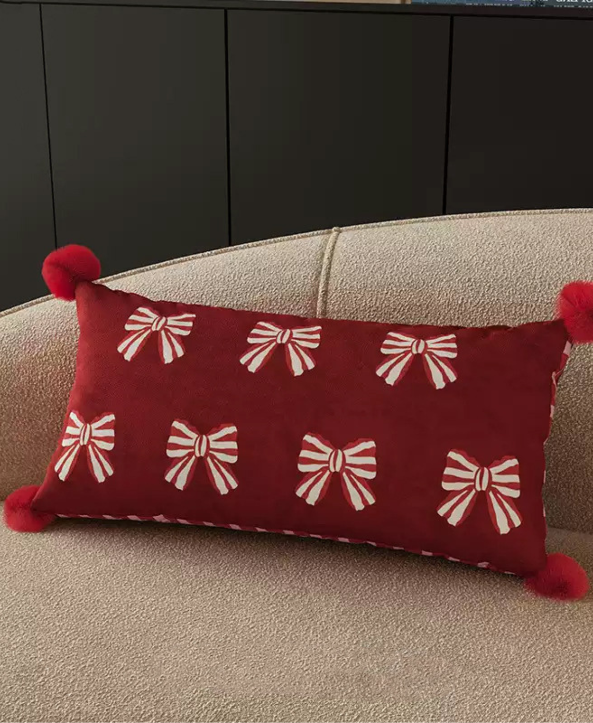 Scarlet Bow Pom-Pom Pillow Case