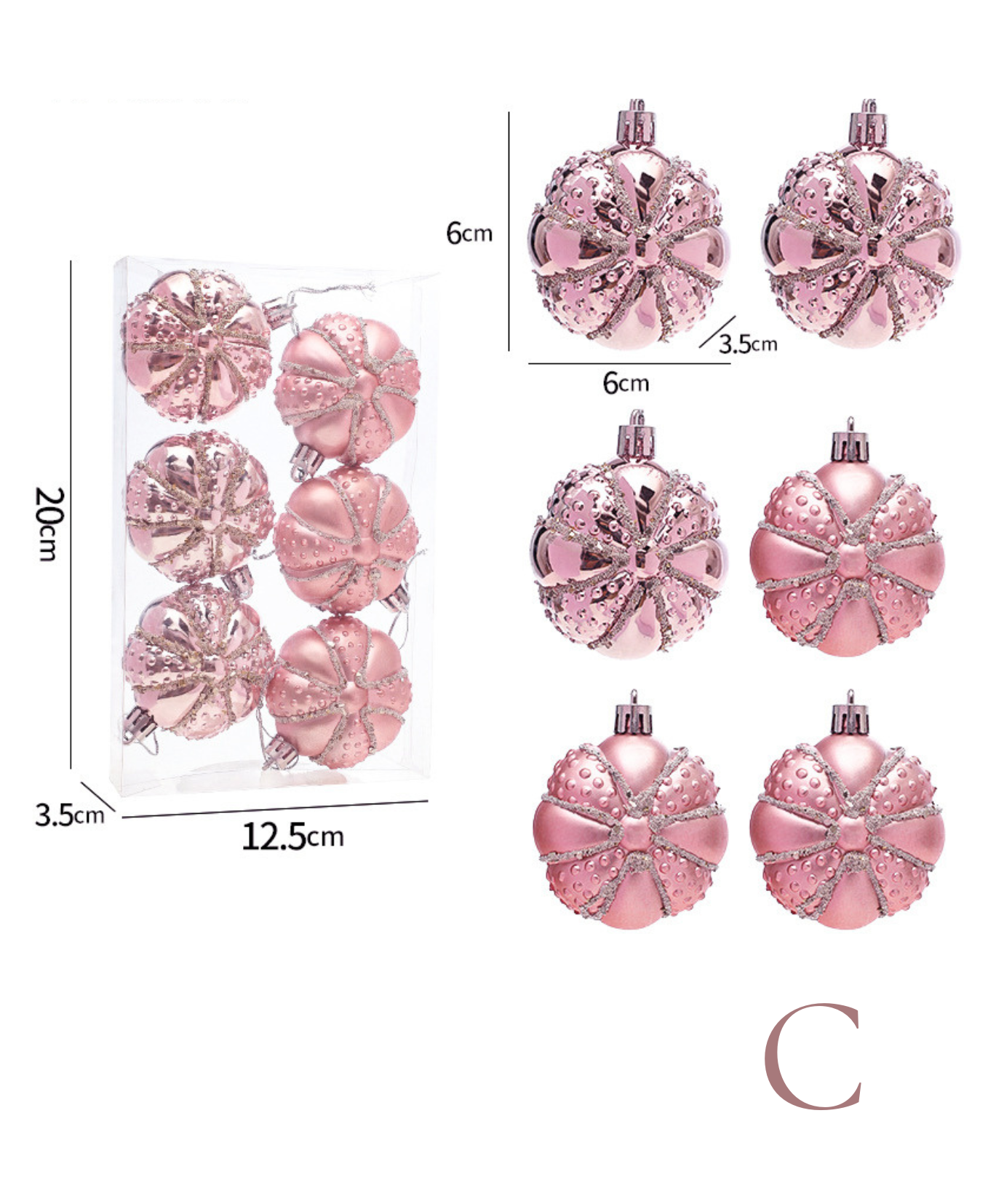 Sweet Pink Christmas Ornament Set