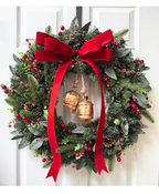 Bell & Bow Wreath with LED Light