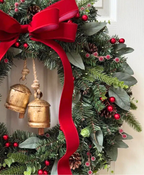 Bell & Bow Wreath with LED Light