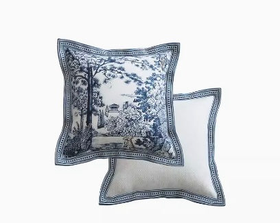 French Blue and White Pillow Case