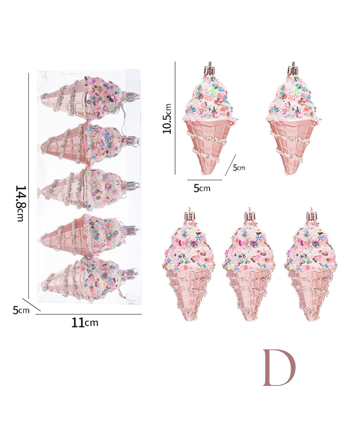 Sweet Pink Christmas Ornament Set