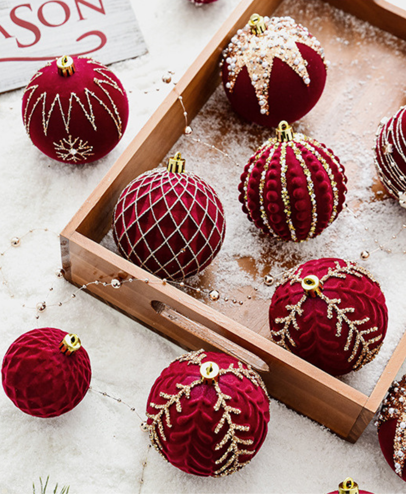 Velvet Ruby Ornament Set