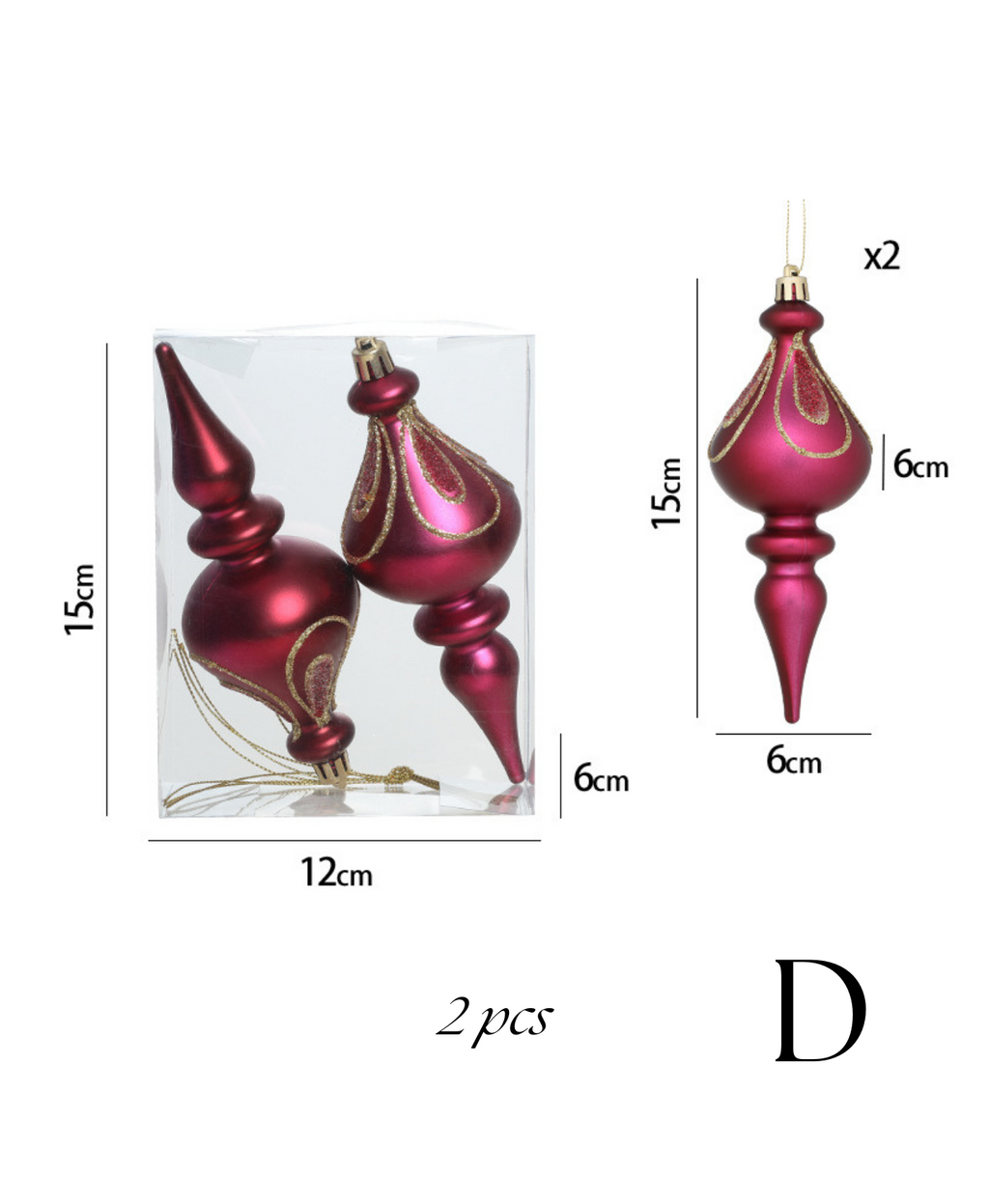 Red Rose Christmas Tree Charms