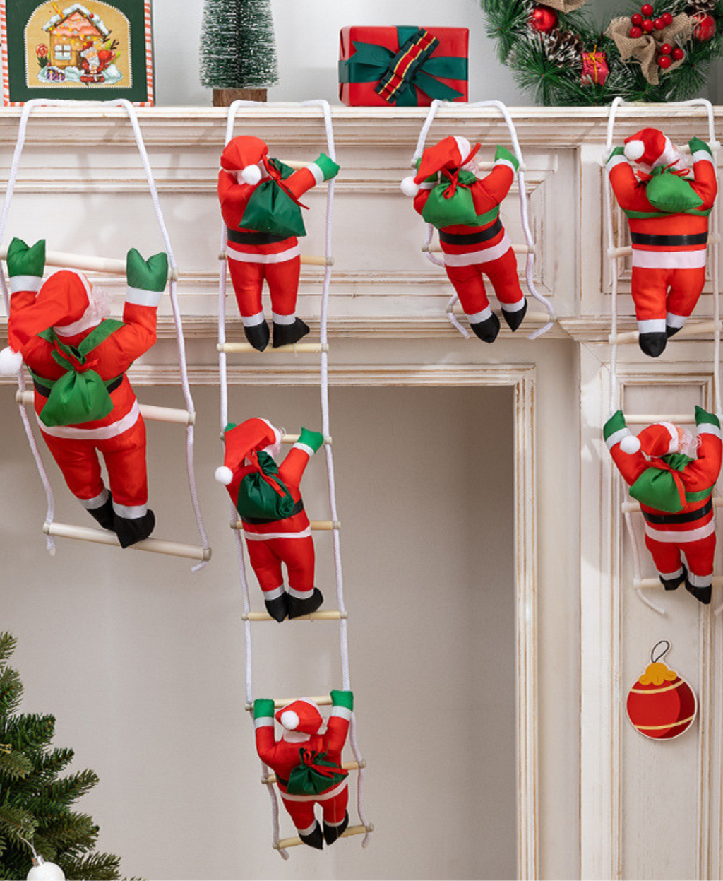 Climbing Ladder Santa Ornament