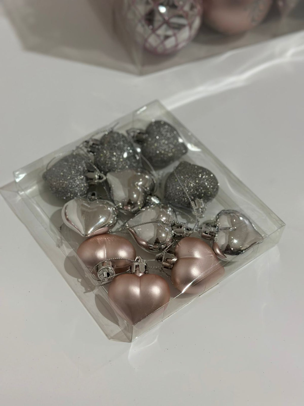 Christmas Pink & Silver Ornament Set Box