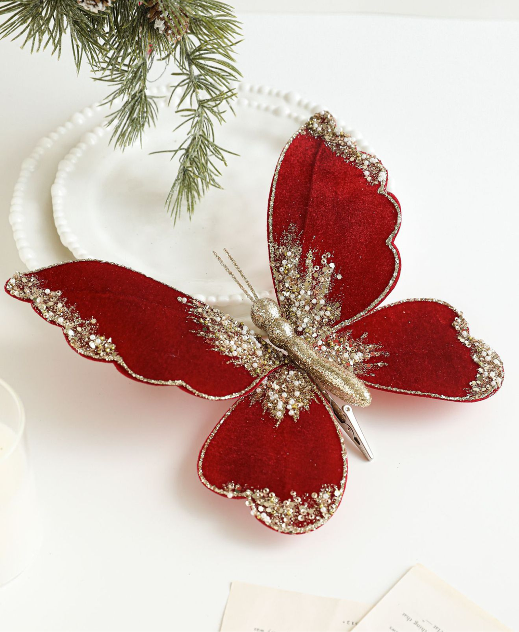 Sparkling Butterfly Tree Clip Ornament