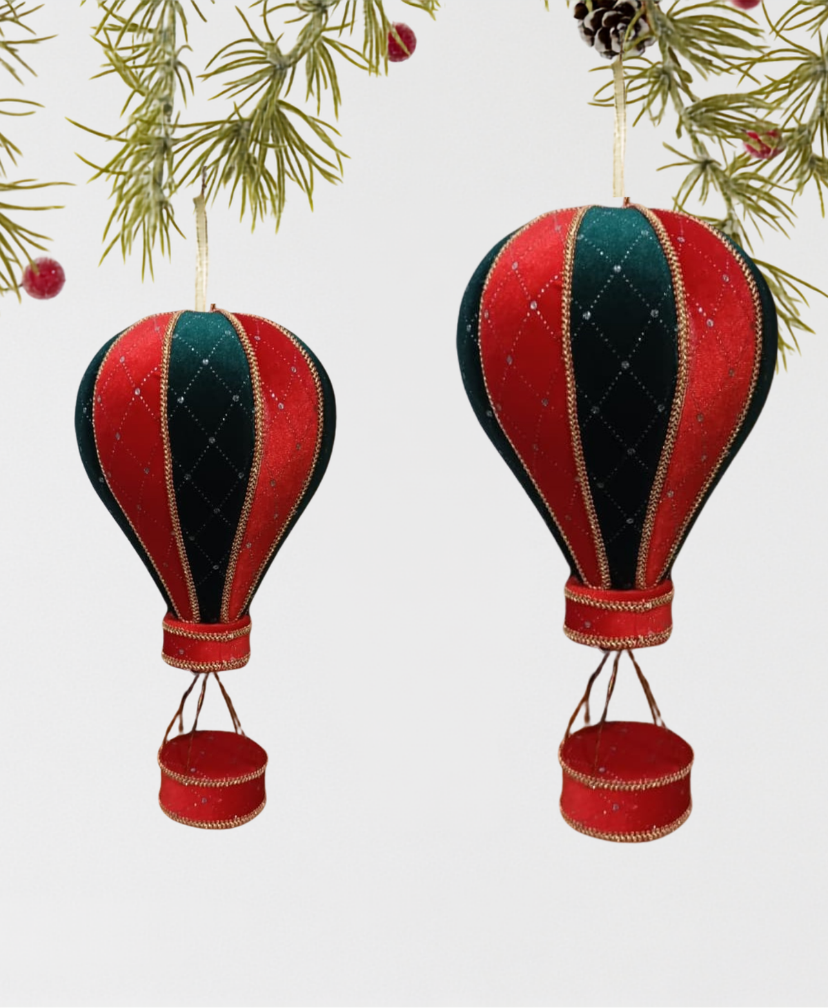 Red & White Hot Air Balloon Ornament