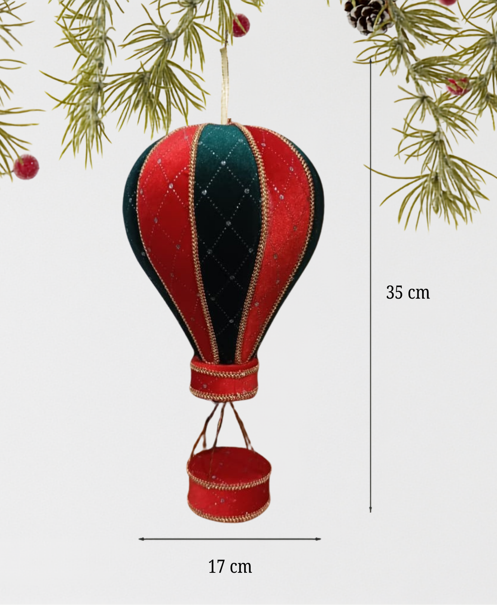 Red & White Hot Air Balloon Ornament