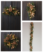 Golden Hydrangea Holiday Wreath