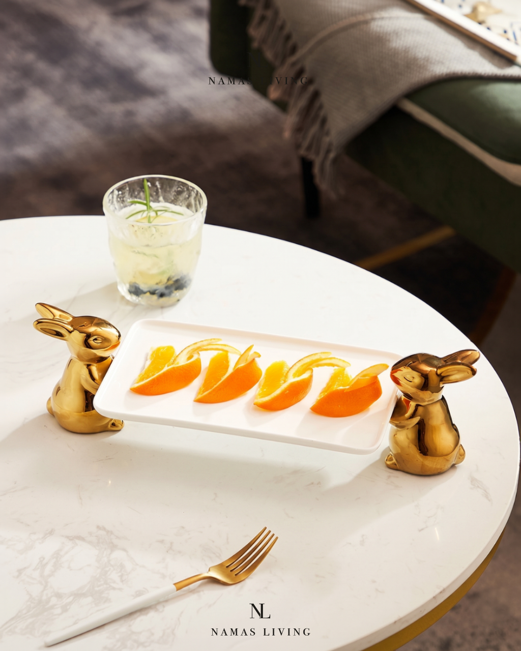 Golden Bunny Ceramic Dish