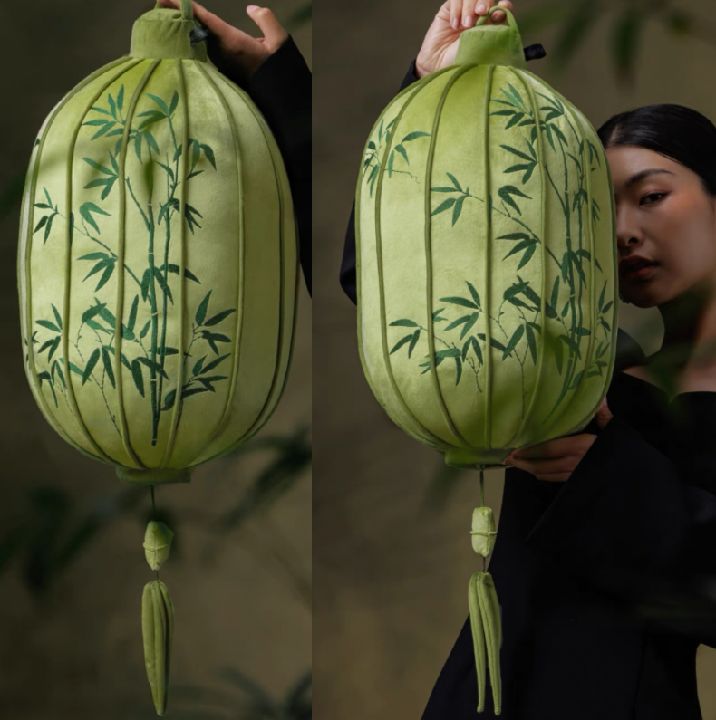 Chinoserie Bamboo Lantern Cushion Pillow