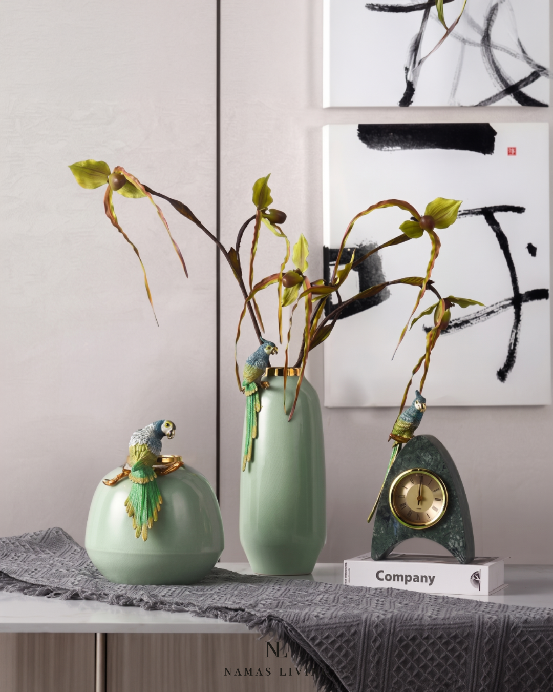 Jade Parrot Vase
