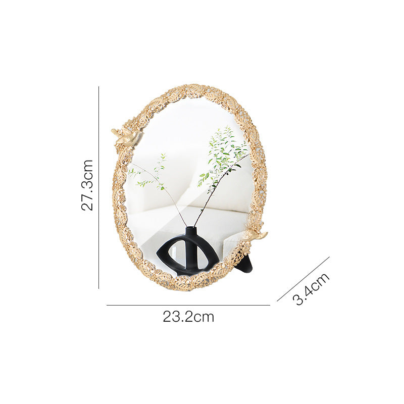Gold Oval Bird and Flower Mirror