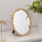 Gold Oval Bird and Flower Mirror