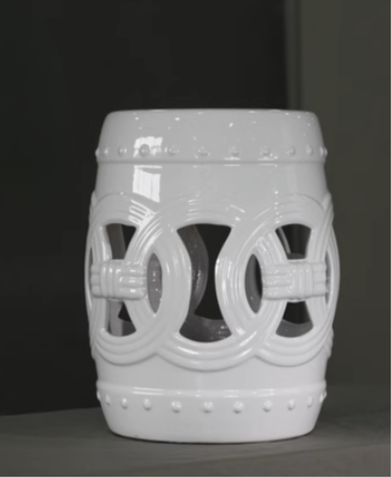 White Lotus Ceramic Stool