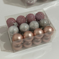 Christmas Pink & Silver Ornament Set Box