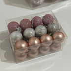 Christmas Pink & Silver Ornament Set Box