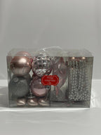 Christmas Pink & Silver Ornament Set Box