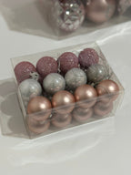 Christmas Pink & Silver Ornament Set Box