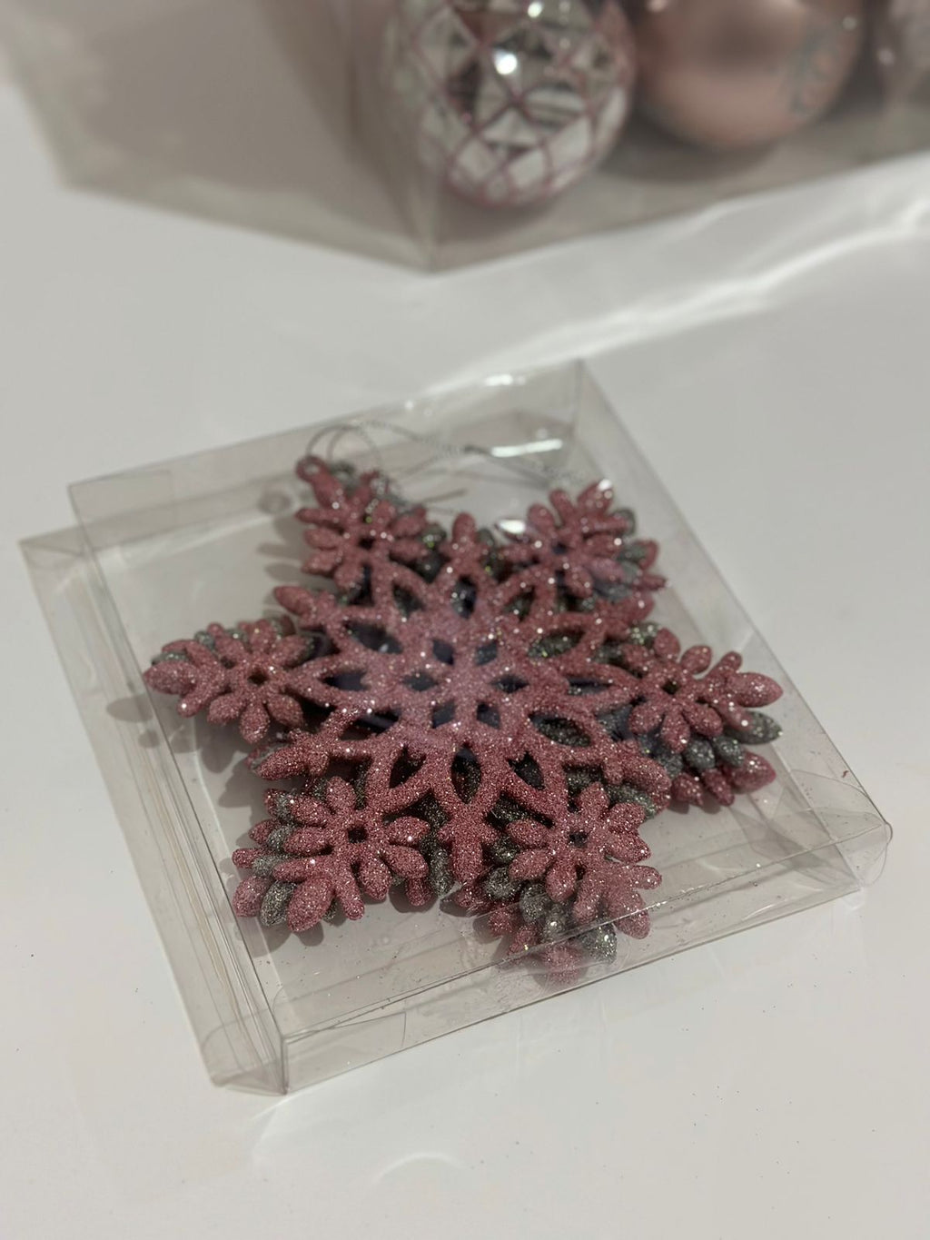 Christmas Pink & Silver Ornament Set Box
