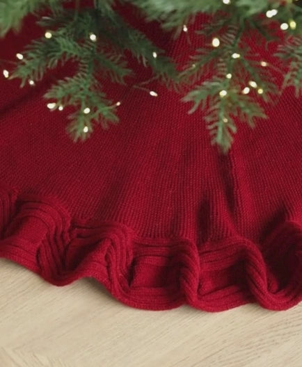 Simple Knit Wool Christmas Tree Skirt