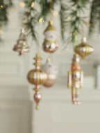 Peach Sparkle Christmas Tree Ornaments Set