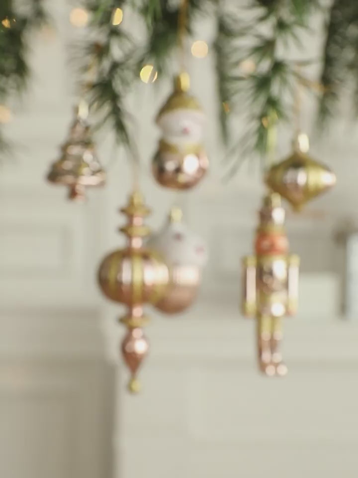 Peach Sparkle Christmas Tree Ornaments Set