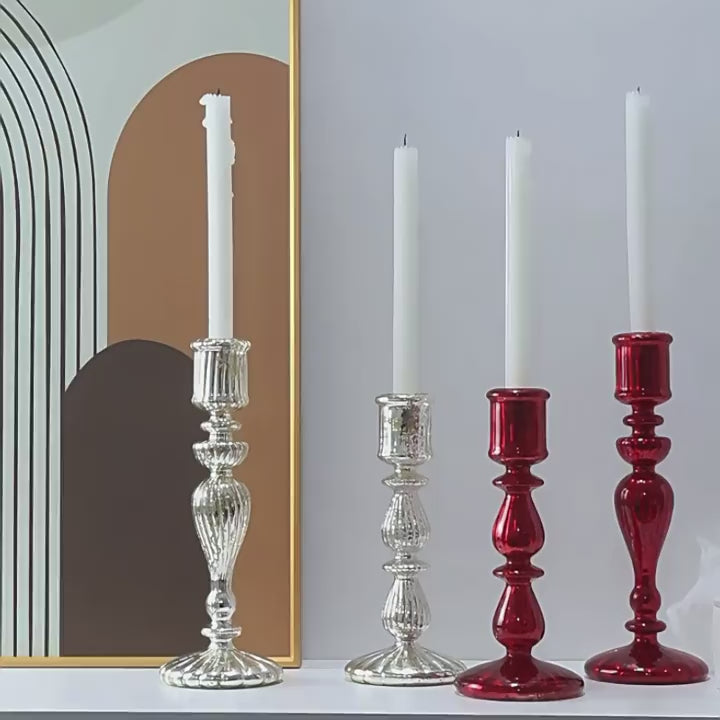 Crimson & Silver Regal Candlestick