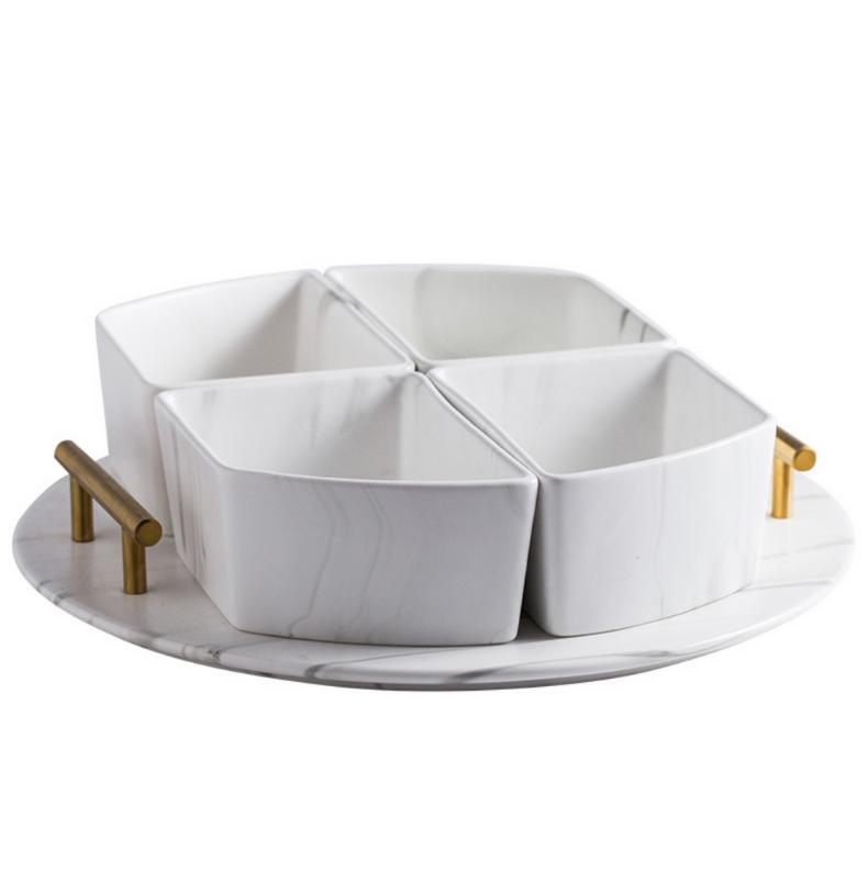 Marble condiment bowl set