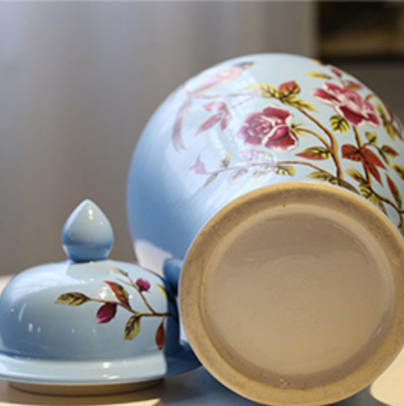 Chinoiserie premium ginger jar ceramic vase - Blue