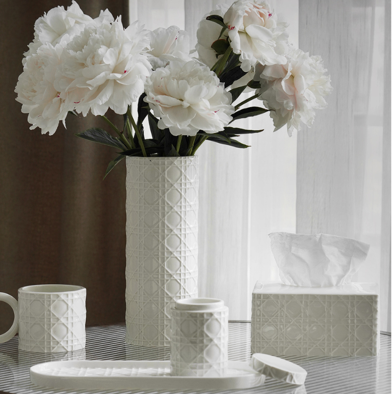 Cambon White Ceramic Vase