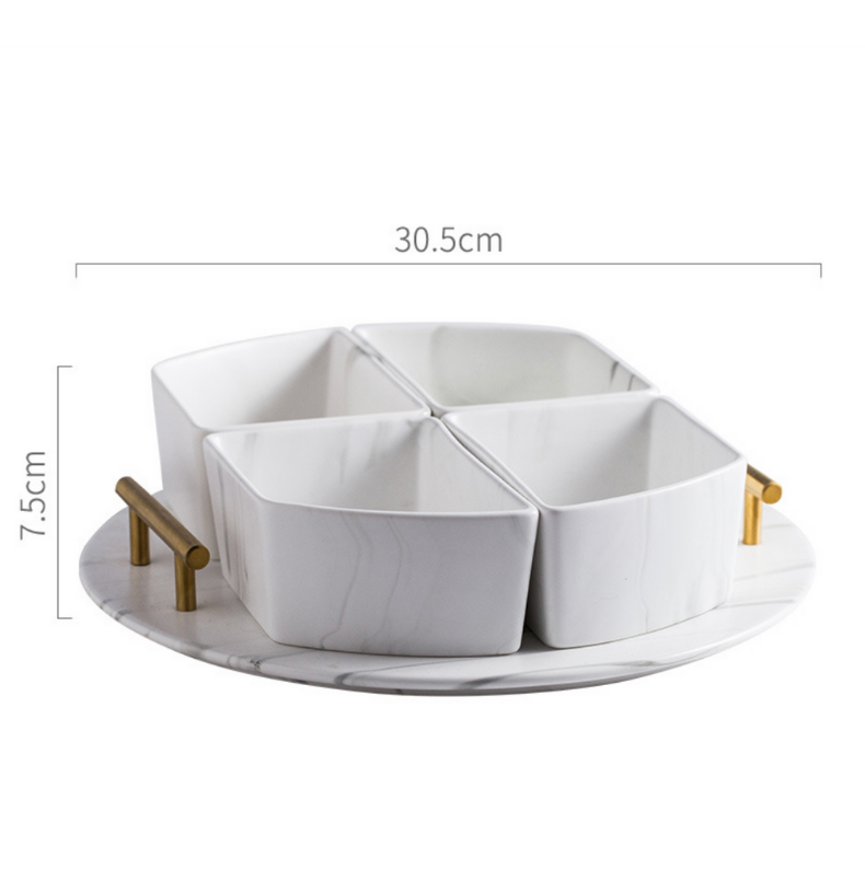 Marble condiment bowl set