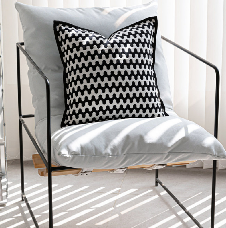 Modern Wave Black and White Pillow Case