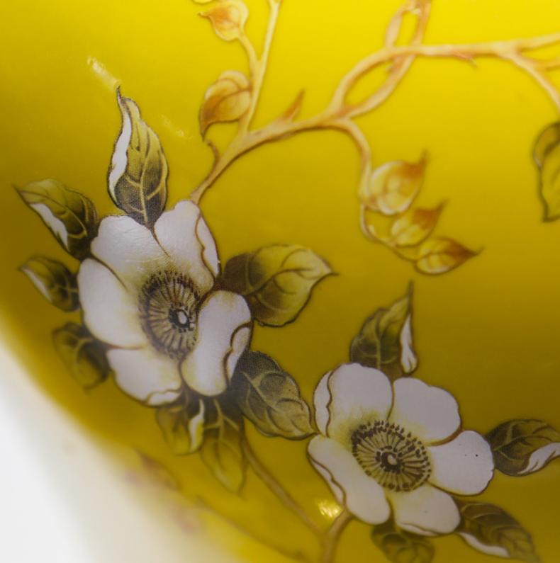 Chinoiserie premium ginger jar ceramic vase - Yellow